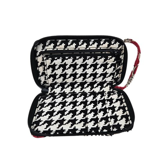 Vera Bradley Carry It All Wristlet Deco Daisy Pattern Red Black White Quilted - Picture 6 of 7